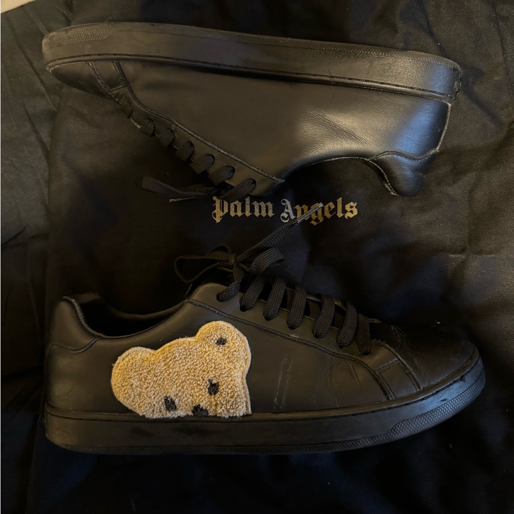 Palm Angels Black Sneakers with Bear Patch